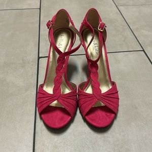 Kelly & Katie Pink Heels Faux Suede Heels Size 7.5